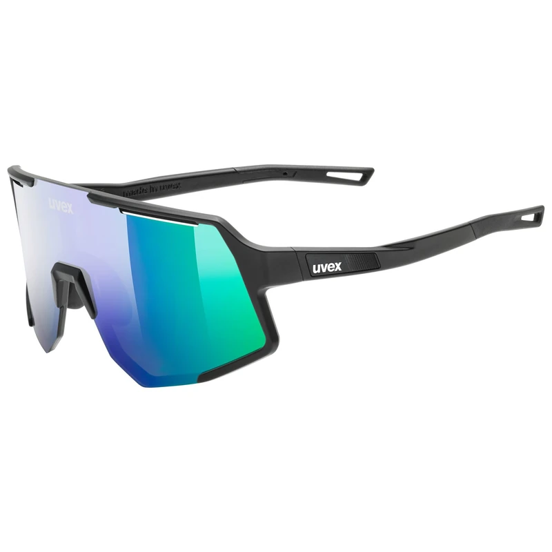 Uvex sequenze - sports glasses for adults - 100% UVA-, B, C protection - contrast enhancing - black matt/mir.green - one size