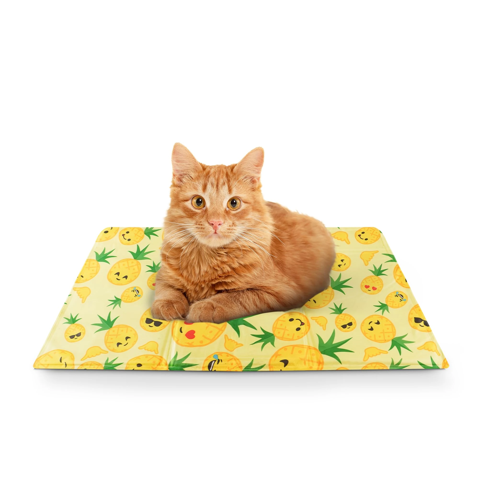 FurDreams Pet Cooling Mats–Self Cooling Mat Bed for Dogs, Cats to Prevent Overheating During Rest & Sleep–Heat Absorbing & Waterproof Gel Pillow Pad to Keep Ice Cool in Summer–Pineapple (44x64cm)