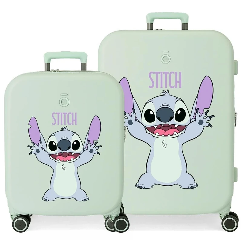 Joumma Disney Playful Suitcase Set Green 55/70 cm Rigid 7.5 kg TSA Lock Integrated ABS 7.5 kg 116L Hand Luggage
