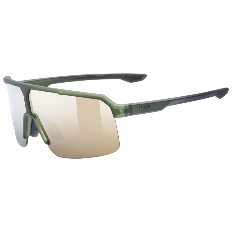 Uvex ramp - sports glasses for adults - 100% UVA-, B, C protection - contrast enhancing - olive matt/mir.gold - one size