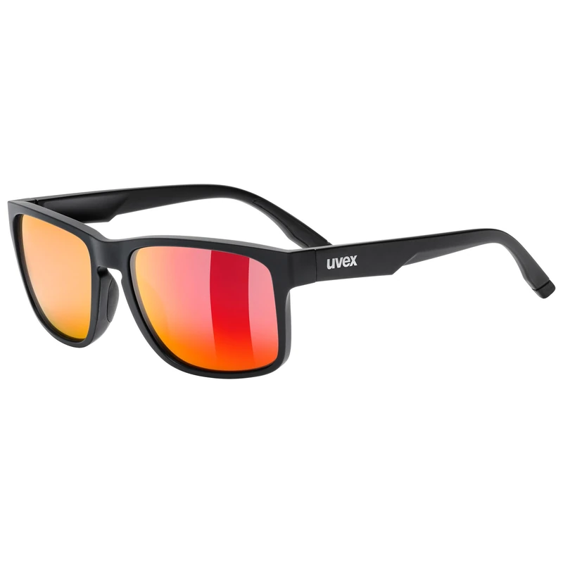 Uvex poise - sports glasses for adults - 100% UVA-, B, C protection - contrast enhancing - black matt/mir.red - one size