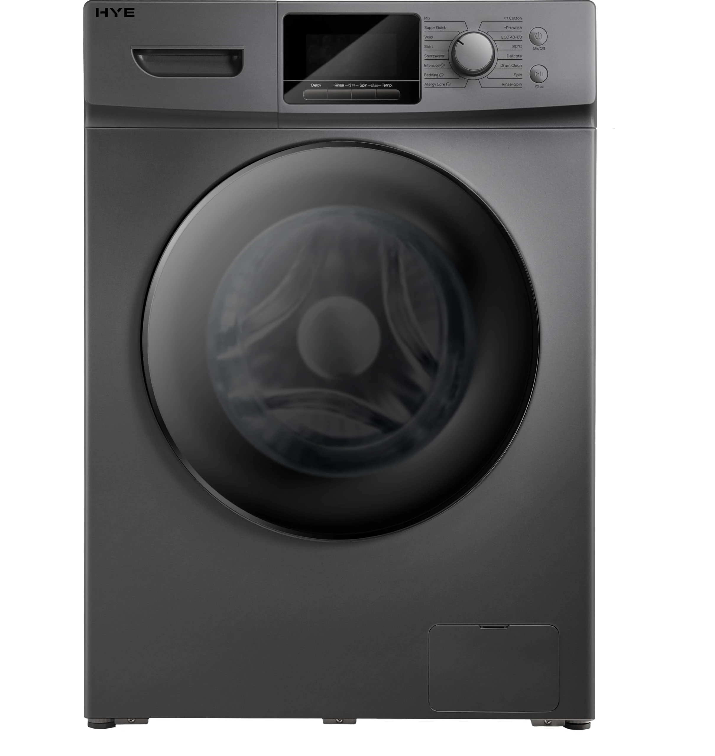 HYE Grey Washing Machine 12kg, A Energy Rated, BLDC Motor, 1400 RPM Spin, Eco Programs, Shoe Cycle, Delay Start, Quiet Operation, LED Display, Family Size Washer – W0112WT14DS07 [2025]