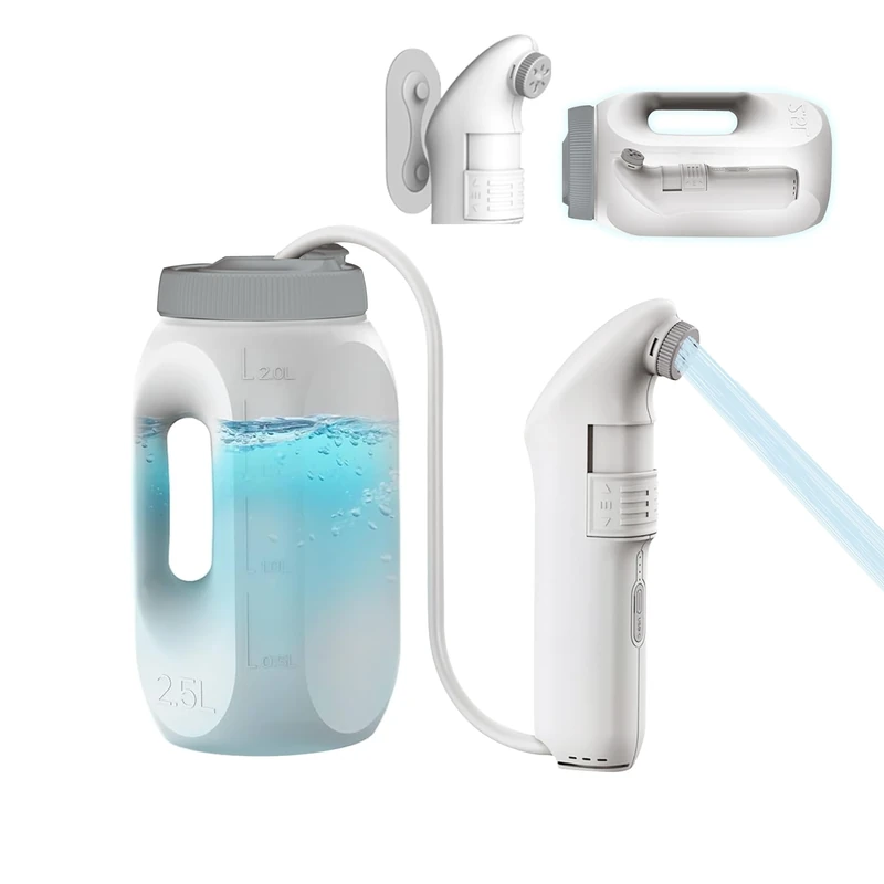 ZEY LUXE Electric Portable Bidet Sprayer – 2.5L Handheld Travel Shattaf, Strong Pressure Toilet Spray, Rechargeable 1600mAh Battery, USB-C Charging – Home, Camping & Outdoor Hygiene (White, JP-239B)