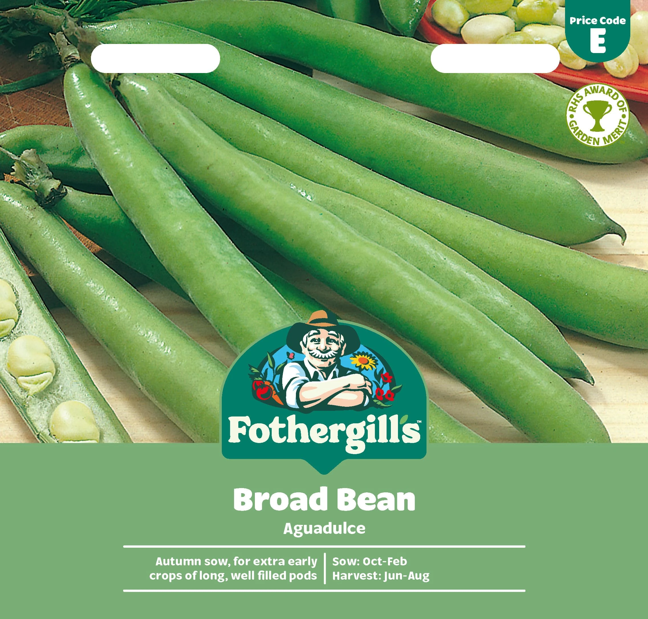 Fothergill's Broad Bean Aguadulce Flower Seeds, 45 Seeds, Sow: Oct-Feb, Green