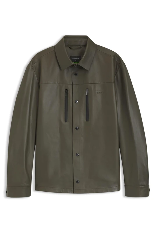 BOSS Mens LH PS Spirit70 ST Porsche x regular-fit shirt in leather - Image 1