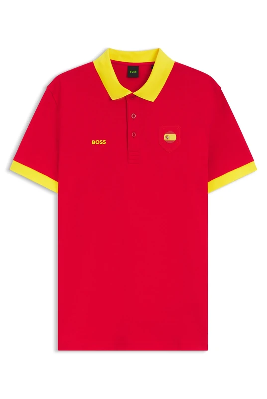 BOSS Mens PL BB BC Lux Paddy Paddy Polo Shirt with Country Flag - Image 1