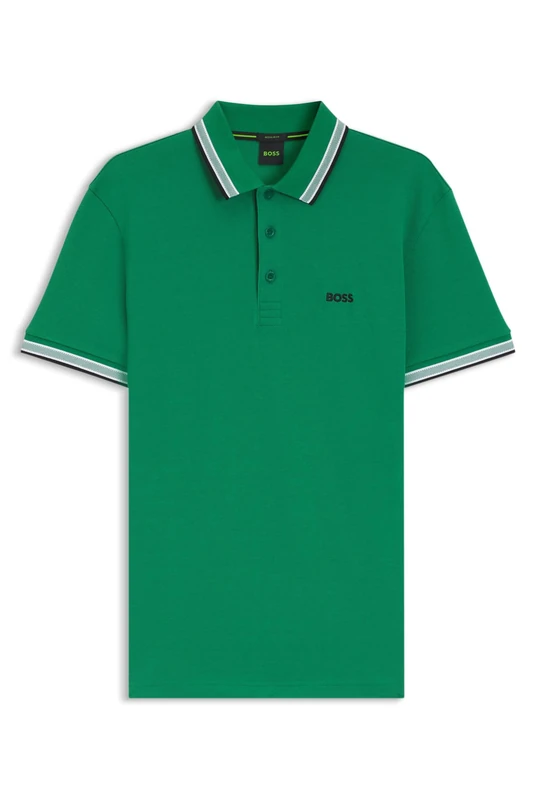 BOSS Mens Paddy Contrast-Logo Paddy Polo Shirt in Cotton piqué