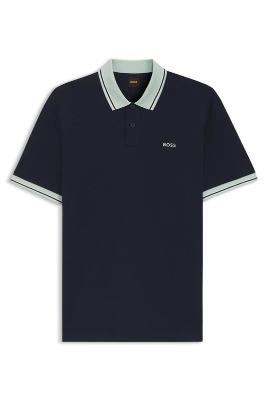 BOSS Cotton-Jersey Polo Shirt with Stripe Trims