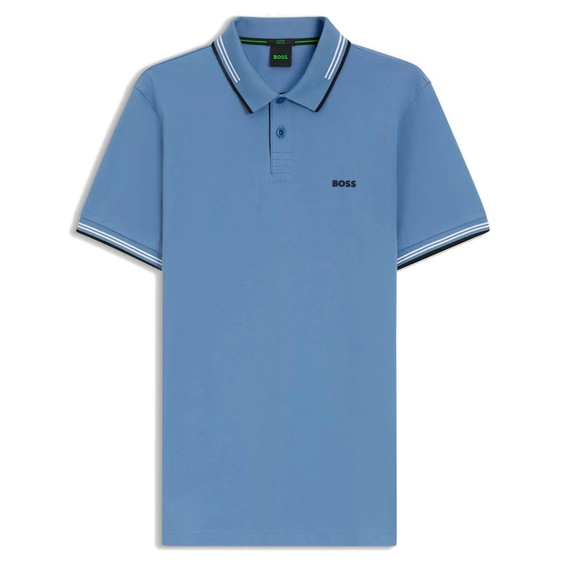 BOSS Men's Polo Shirt Light Blue - Cotton Elastane L
