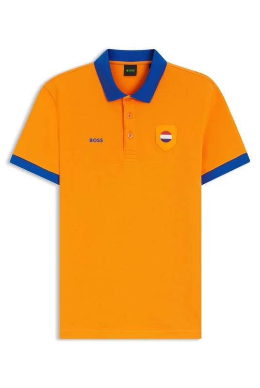 BOSS Mens PL BB BC Lux Paddy Paddy Polo Shirt with Country Flag Trims