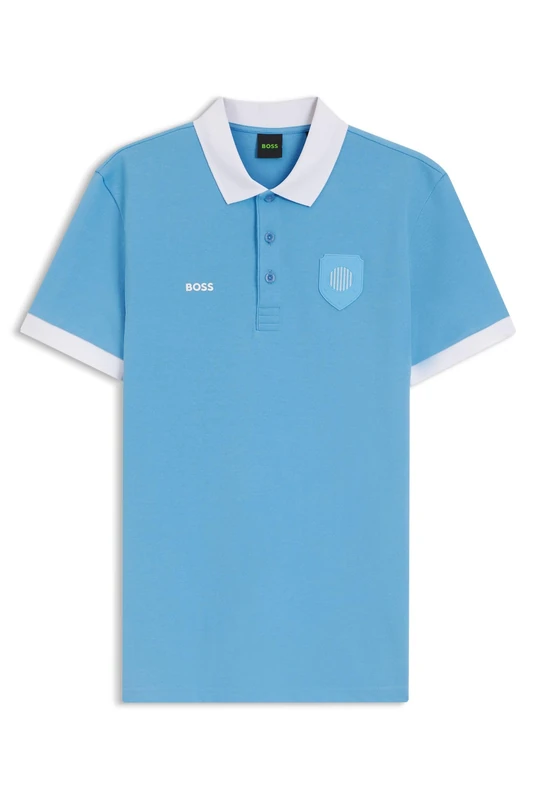 BOSS Mens PL BB BC Lux Paddy Paddy Polo Shirt with Country Flag Trims