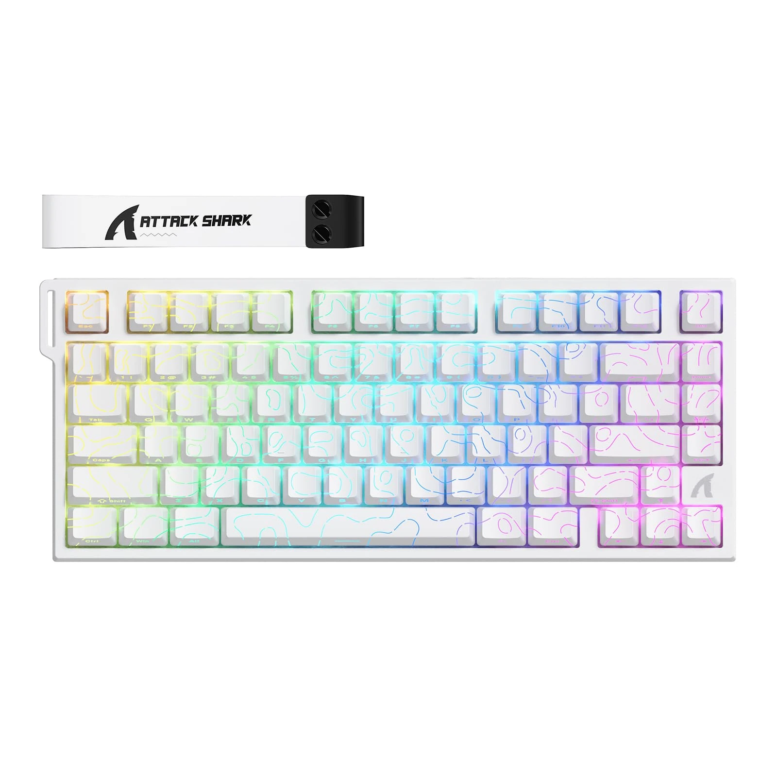 ATTACK SHARK R82 HE 8000Hz Rapid Trigger Keyboard, 0.005mm RT Accuracy 75% Wired Gaming Keyboard with Magnetic Switch, Snap Tap, Adjustable Actuation, 0.08ms Latency, RGB Lighting for PC/Mac, White