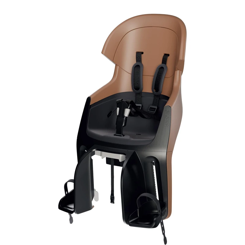 BOBIKE 8010800002 - Rear Reclinable Bicycle Child Seat Luggage Carrier EXCLUSIVE EVOLVE MAXI adjustable headrest, 5-point harness for children up to 22 kg, Cinnamon Brown