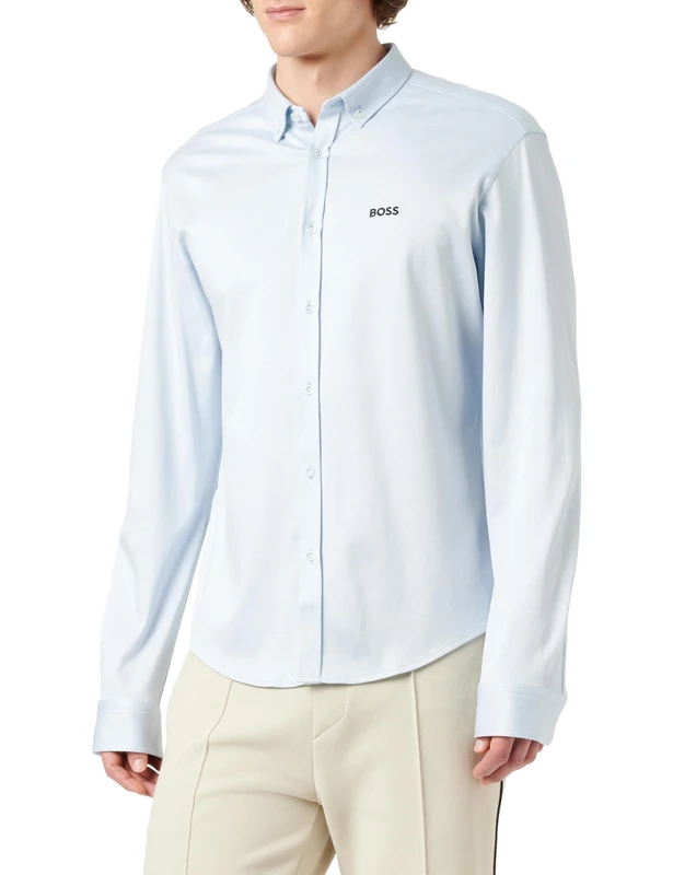 BOSS Men's Shirt, Open Blue 460, L