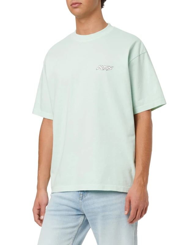 BOSS Men's T-Shirt, Turquoise/Aqua 446, M