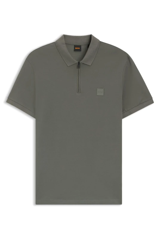 BOSS Mens Passerzip Zip-Neck Slim-fit Polo Shirt in Stretch Cotton
