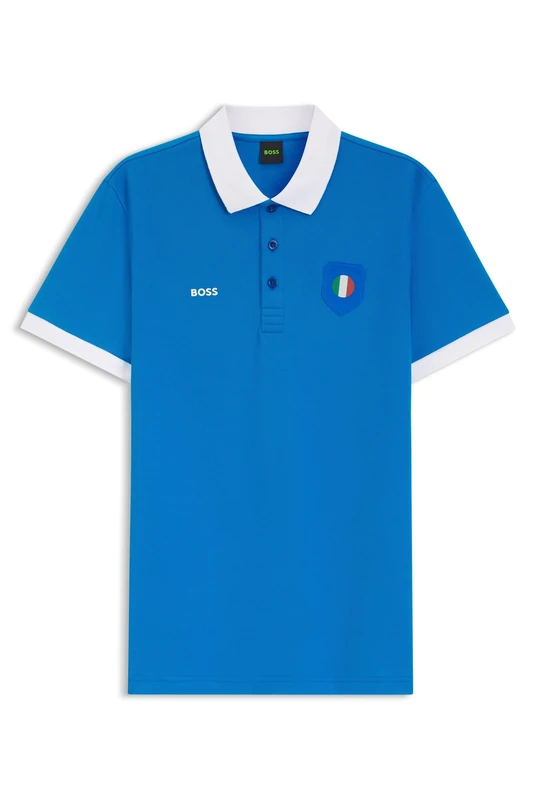 BOSS Mens PL BB BC Lux Paddy Paddy Polo Shirt with Country Flag Trims