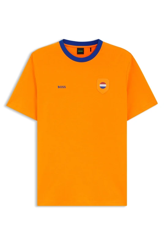 BOSS Mens TS BB BC Lux Tee Stretch-Cotton T-Shirt with Country Flag and Logo