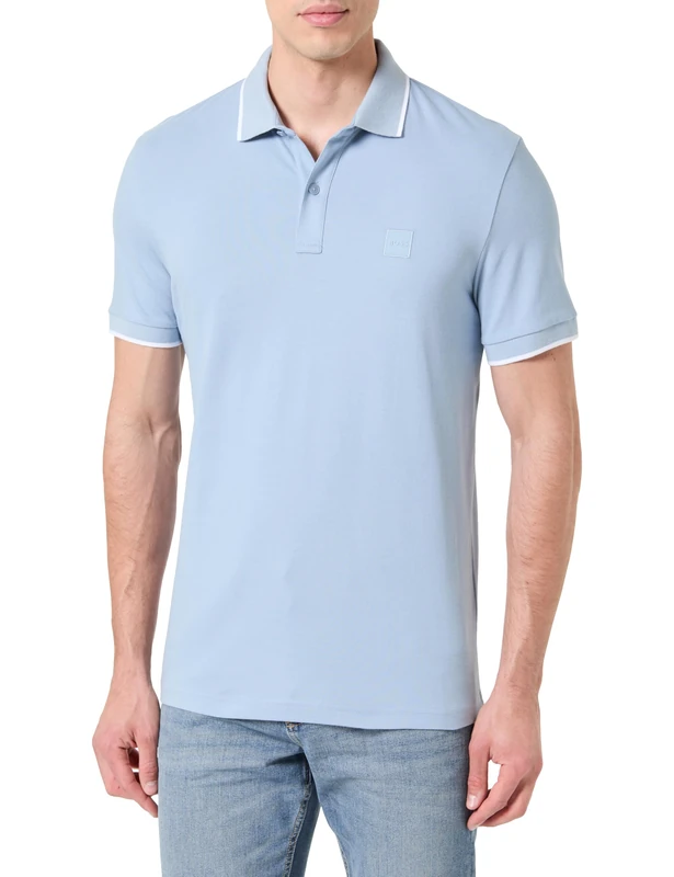BOSS Men's Polo Shirt, Light/Pastel Blue 458, XL