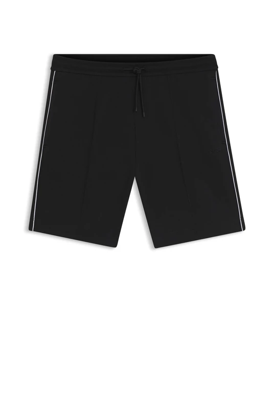 BOSS Mens JT Join Headlo Cotton-Blend Shorts with Piped Trims Black