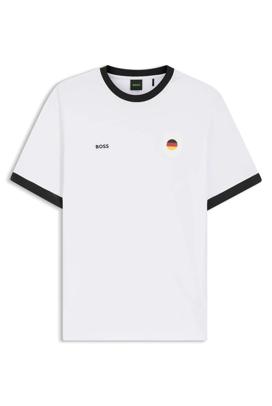BOSS T-Shirt Aus Stretch-Baumwolle Mit Landesflagge Und Logo