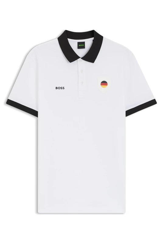 BOSS Mens PL BB BC Lux Paddy Paddy Polo Shirt with Country Flag Trims