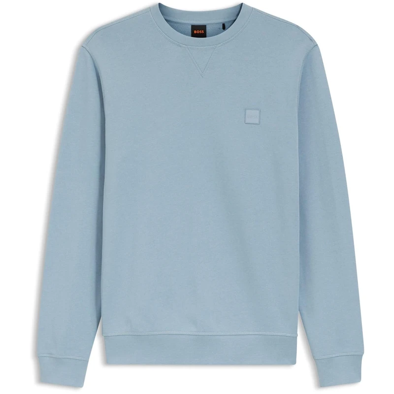 BOSS Mens Westart Crew Sweatshirt, Premium Cotton Long Blue 458 S