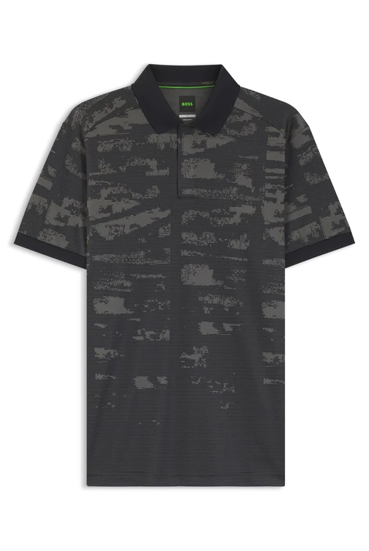 BOSS Active Slim-fit Poloshirt Mit Jacquard-Muster Black