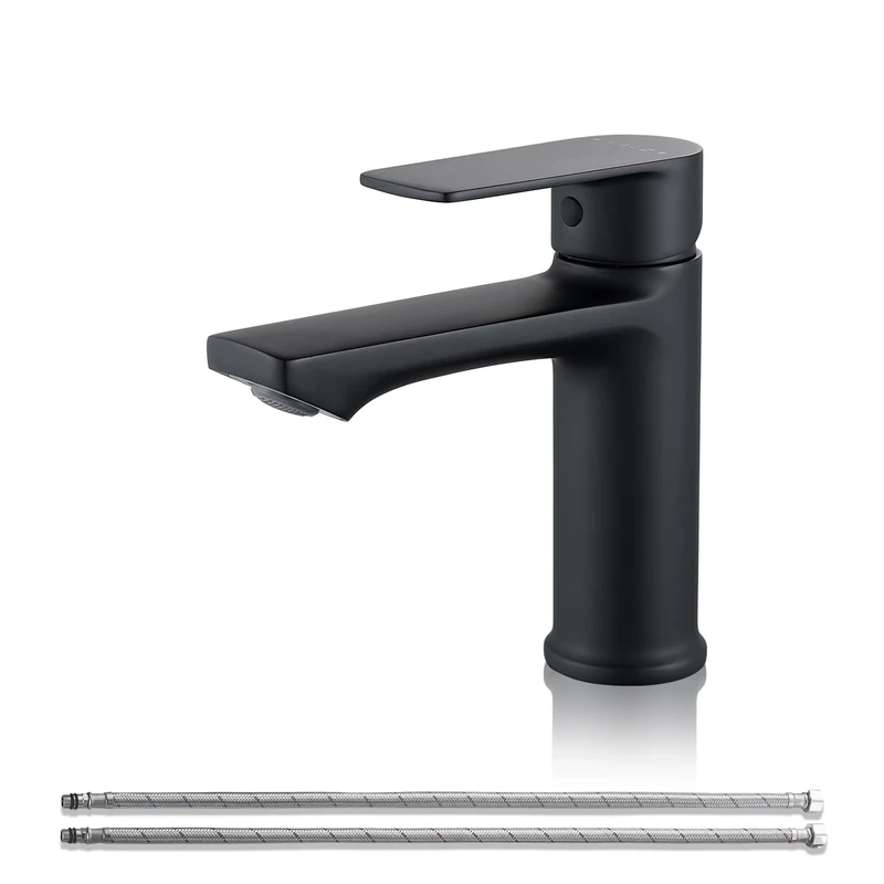 BELZ Bathroom Faucet Single Handle Sink Faucet,with Corrosion-Resistant Finish, Easy to Install, Fits Standard 1Hole Sinks, Matt Black
