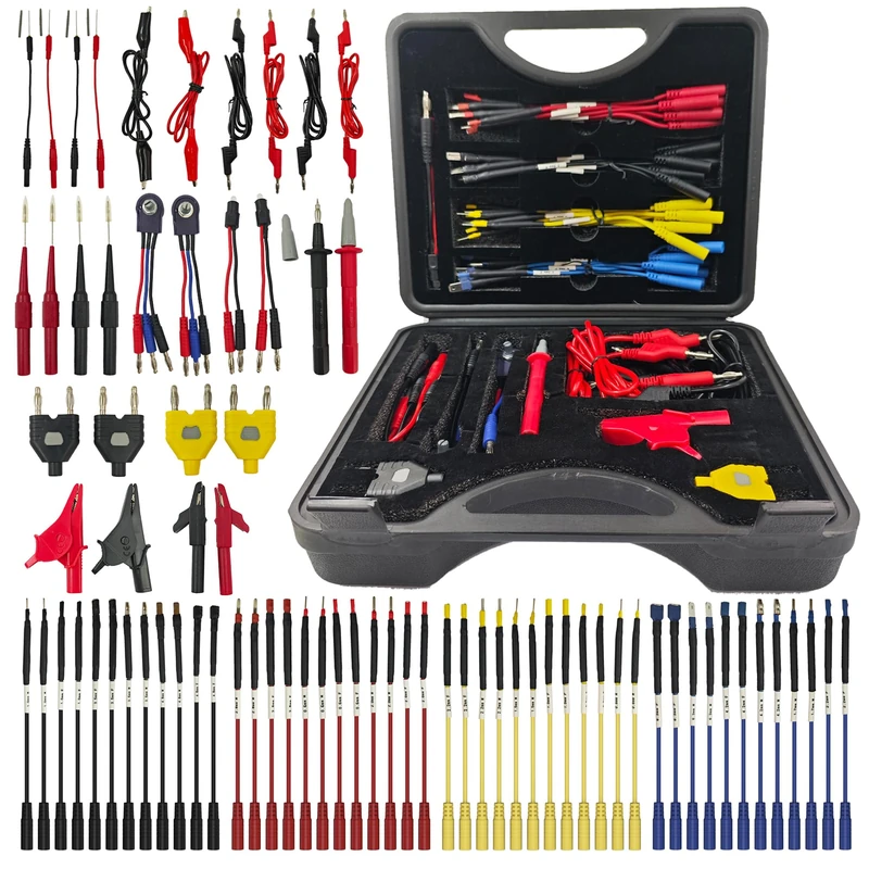 76 Pcs Automotive Circuit Test Lead Kit, Multimeter Test Leads Kit, Electrical Test Kit, Back Probe Kit Automotive, Relay Wire Connector Kit (with Black Carrying Case), Alligator Clips