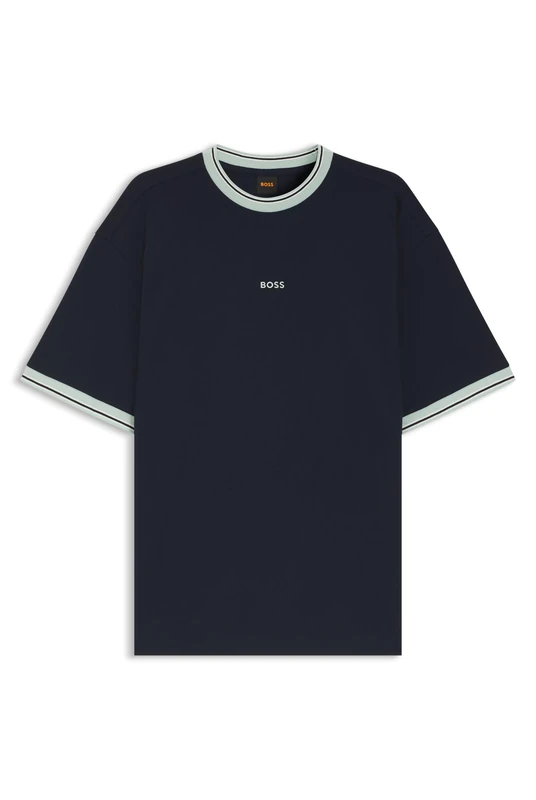 BOSS Mens Te Blocks Relaxed-fit T-Shirt in Cotton with Striped Trims - Image 1