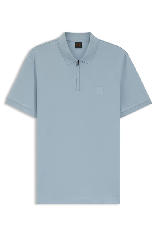 BOSS Mens Passerzip Zip-Neck Slim-fit Polo Shirt in Stretch Cotton