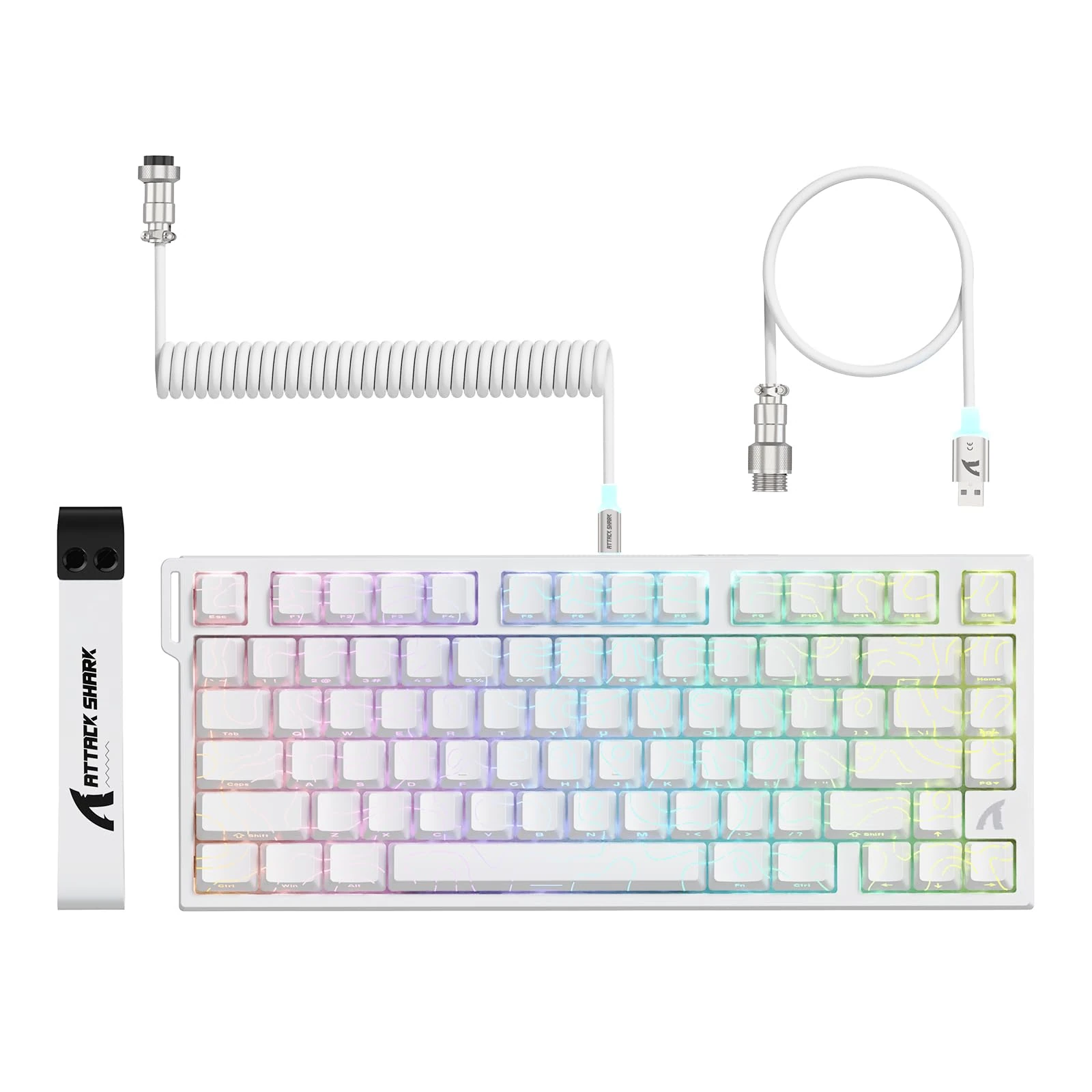 ATTACK SHARK R82 HE Wired 75% Gaming Keyboard, Magnetic Switch, 8000Hz Polling Rate, Ultra-Precision 0.005mm RT Tech, RGB Backlit, Top-5 Sound-Dampening Layers, with C01ULTRA LED Cable (Contour white)