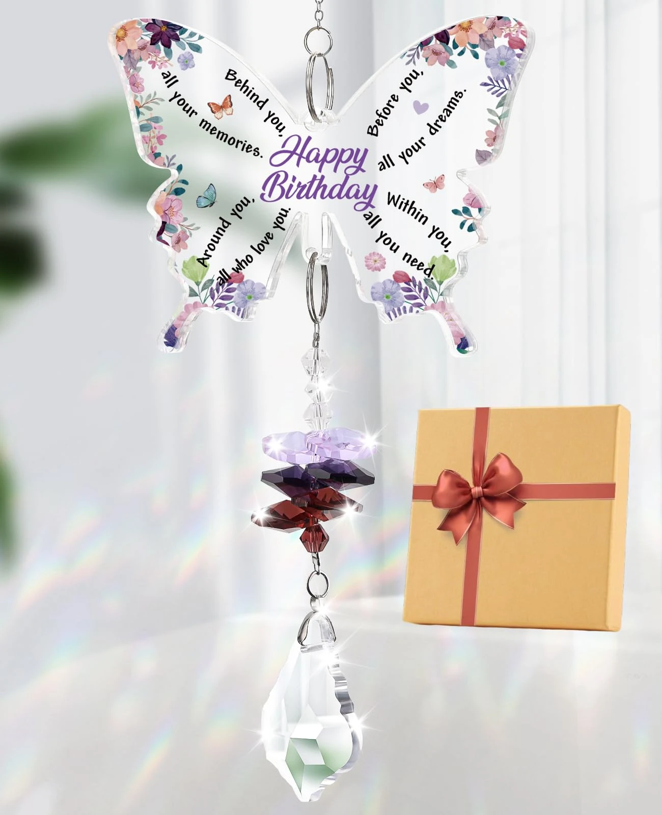 KAAYEE Birthday Gifts for Women, Beautiful Butterfly Crystal Suncatcher Decoration Gift for Her, Best Birthday Gift for Mum Wife Sister Girl, Unique Anniversary Presents for Friend Bestie Female