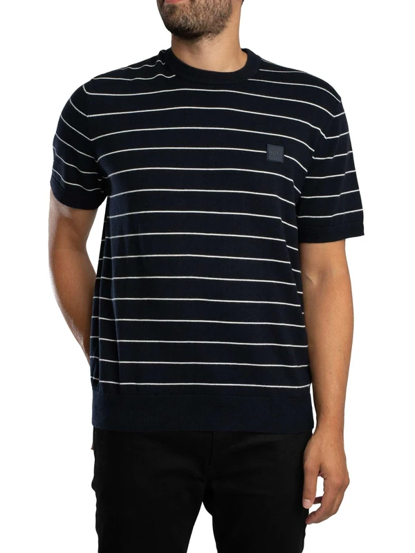 BOSS Men's Knitted Sweater Dark Blue 405 - Cotton Cashmere M