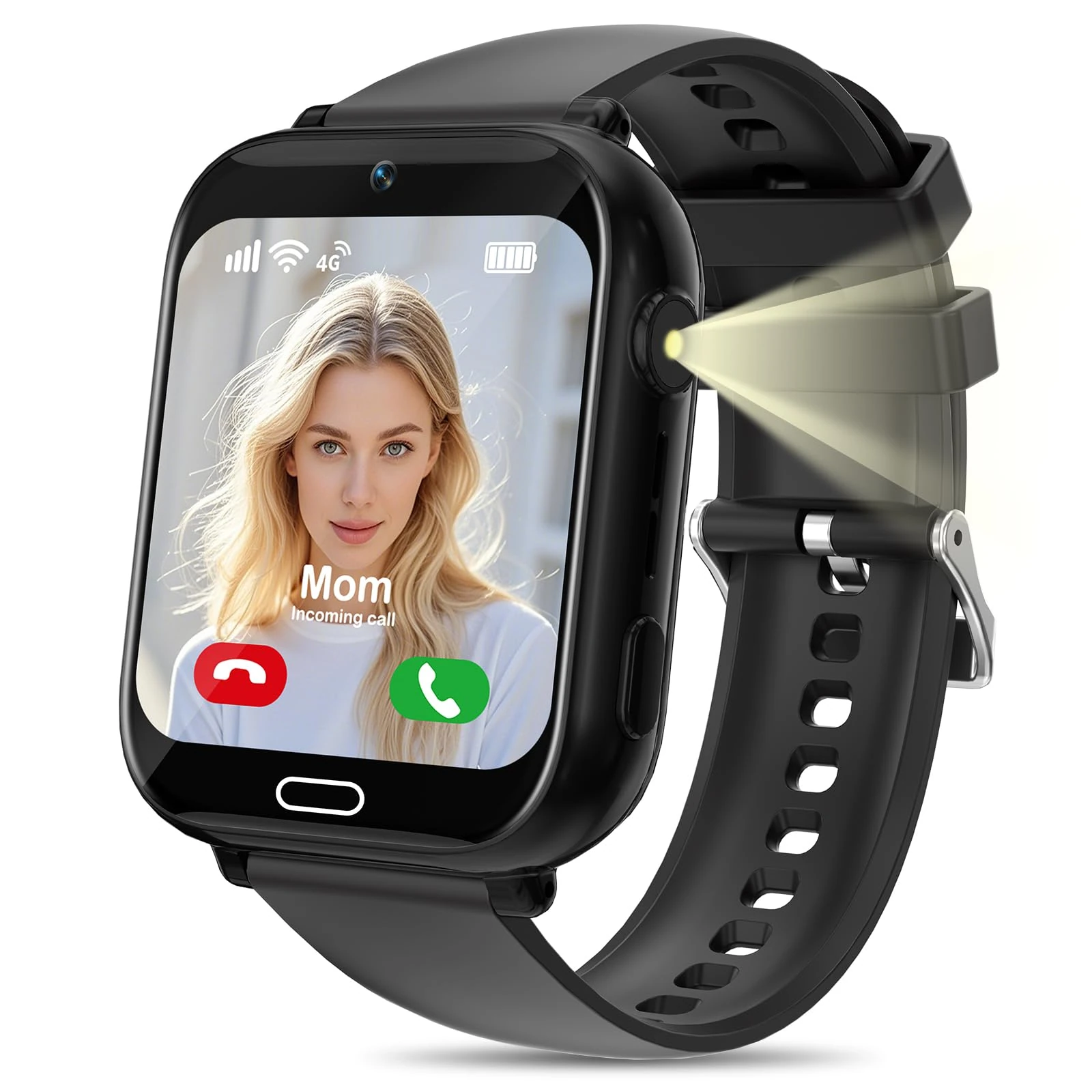 Ignovate Kids Smart Watch Boys Girls 4G, Kids GPS Tracker Watch Phone with Video Call SOS Game Voice Chat School Mode Camera for Boys Girls Gifts (Black)