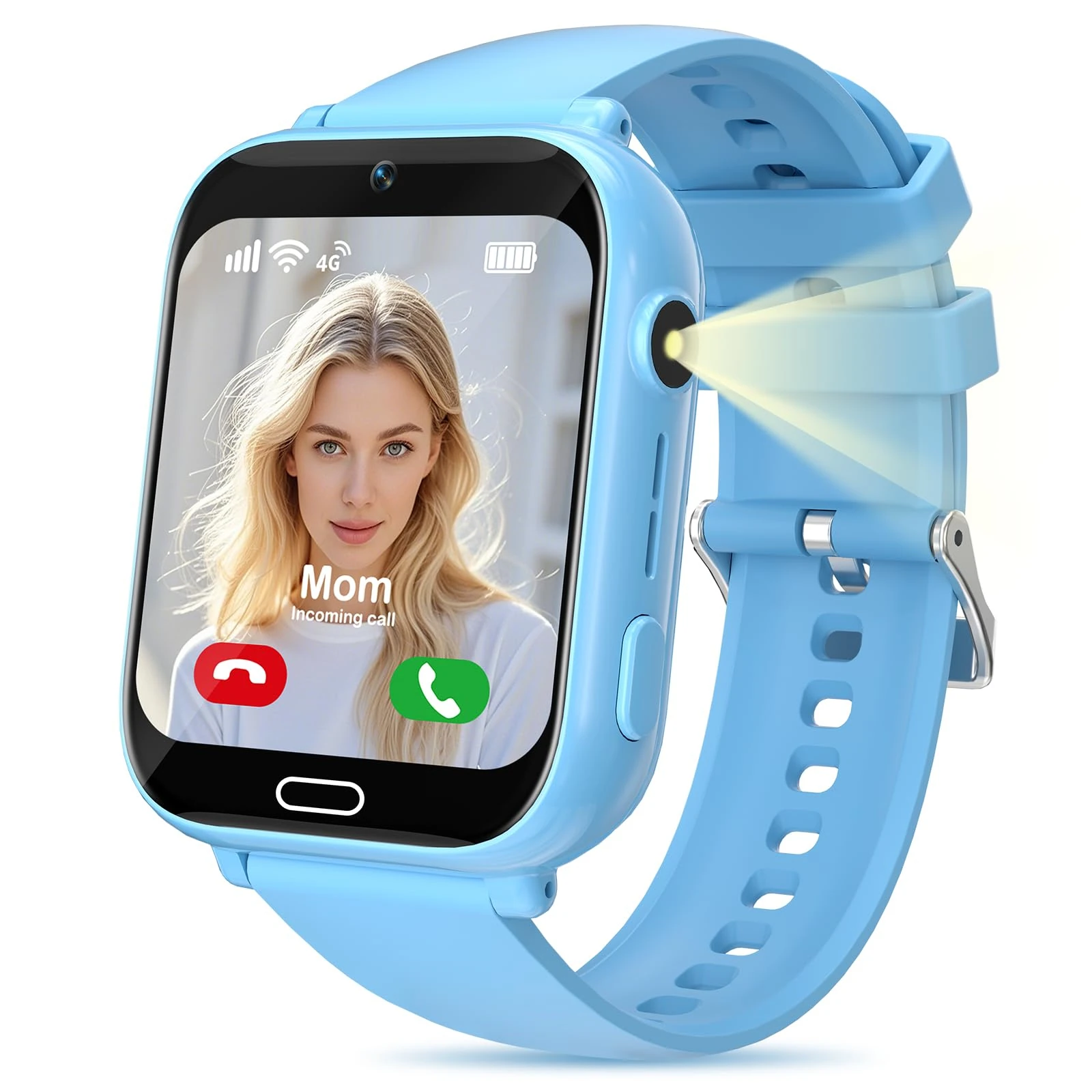 Ignovate Kids Smart Watch Boys Girls 4G, Kids GPS Tracker Watch Phone with Video Call SOS Game Voice Chat School Mode Camera for Boys Girls Gifts (Blue)
