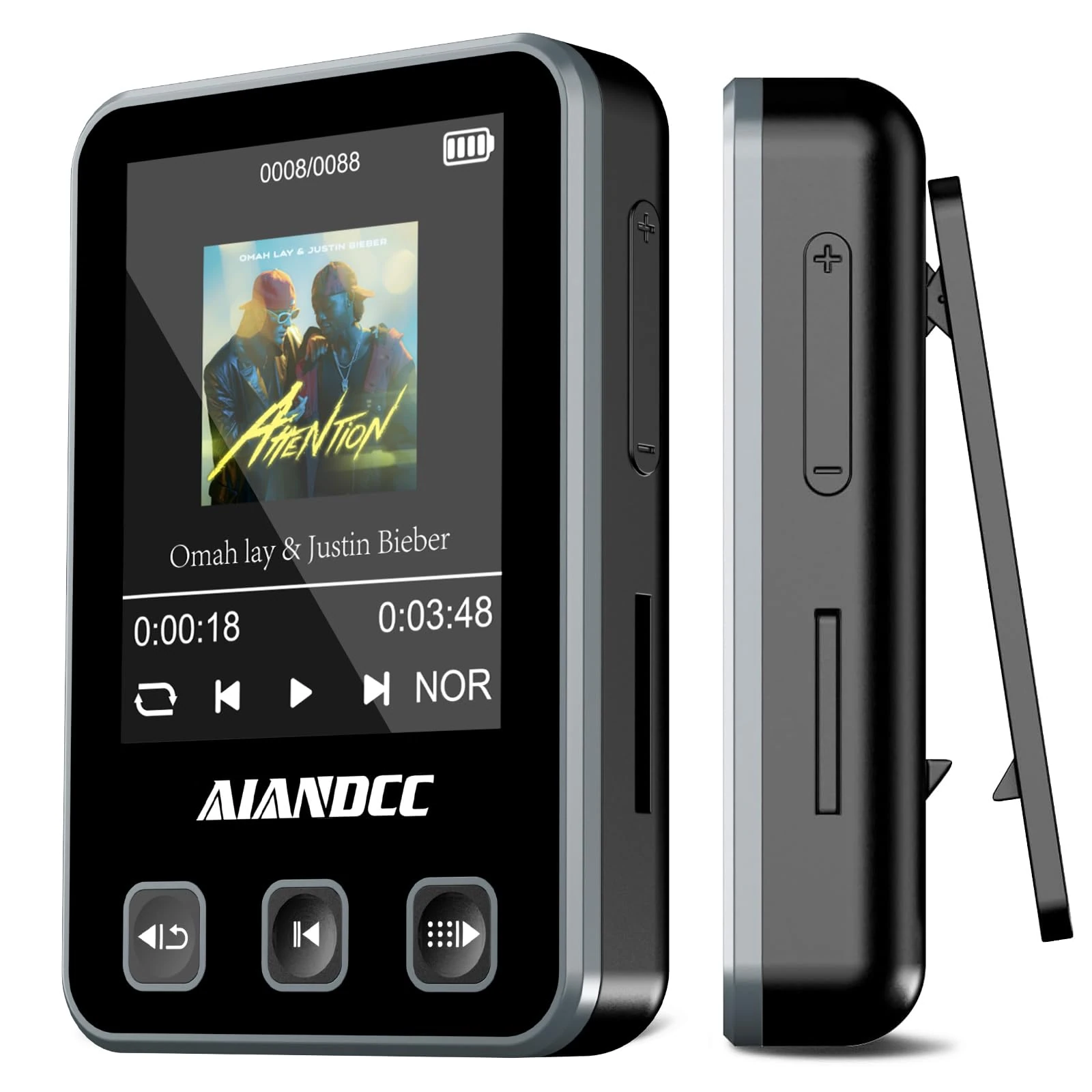 Mp3 Players with Bluetooth 5.3, 32GB Mp3 Player With Sports Clip and Armband, 1.77-inch TFT Color Screen, HiFi Sound Music Player, Earphones Included, TF Card Can be Inserted, Black