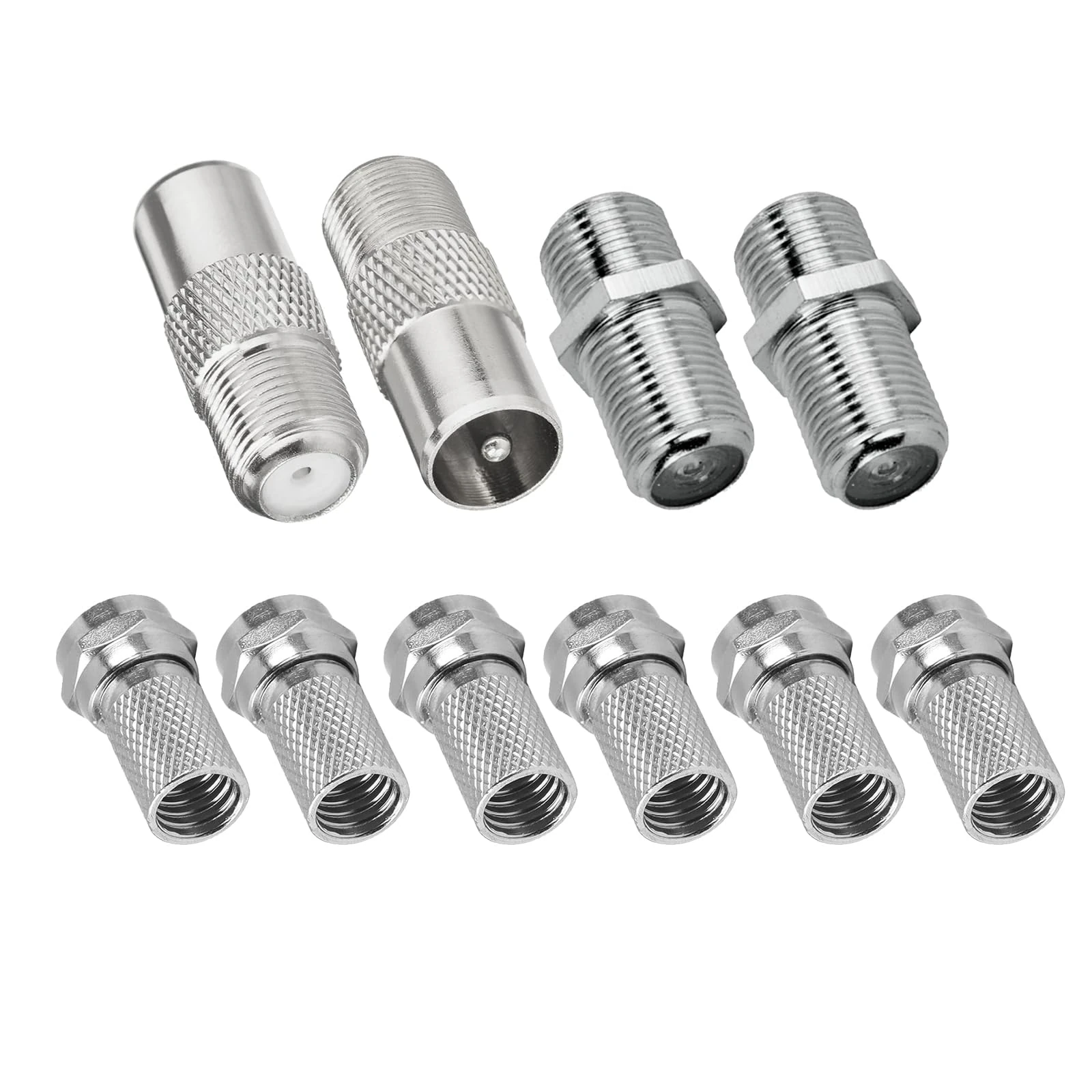 10 Pcs F Plug Connectors Waterproof Micro Screw/Twist On Aerial Coaxial Cable Rg6.Coaxial Cable Connector，Tv Aerial Connector，Satellite Cable Connectors，Aerial Connectors，F Type Connector，F Connector.