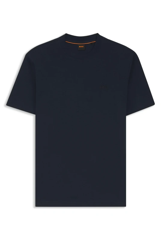 BOSS Mens Te Interlock Interlock-Cotton T-Shirt with Embroidered Logo