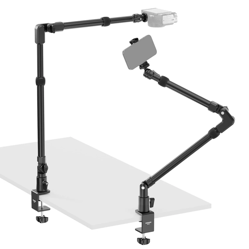 NEEWER 45.5" Overhead Camera Desk Stand, Aluminum 4 Section Magic Mic Boom Arm with C Clamp Mount Holder, for Webcam LED Light Microphone Streaming Zoom Video Recording, Max Load 4.41lb, DS023