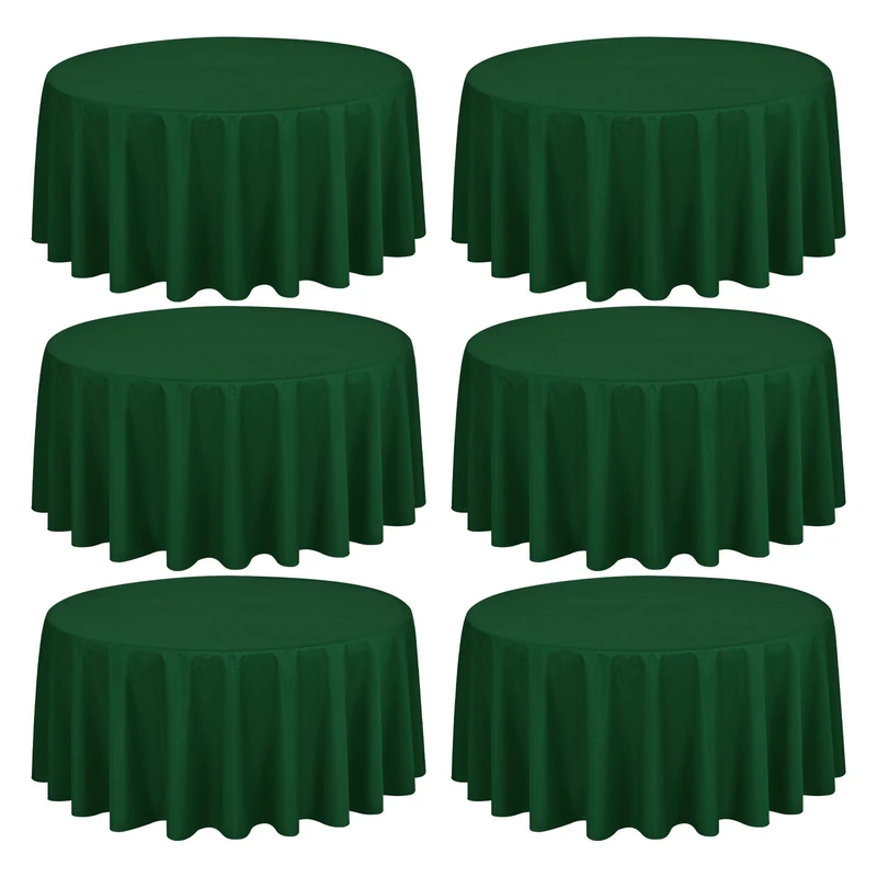 FXKS 6 Pack Hunter Green Round Tablecloth 90 Inch Tablecloths,Stain and Wrinkle Resistant Polyester Circle Table Cloth,Washable Fabric Orange Round Tablecloth for Wedding Banquet Party