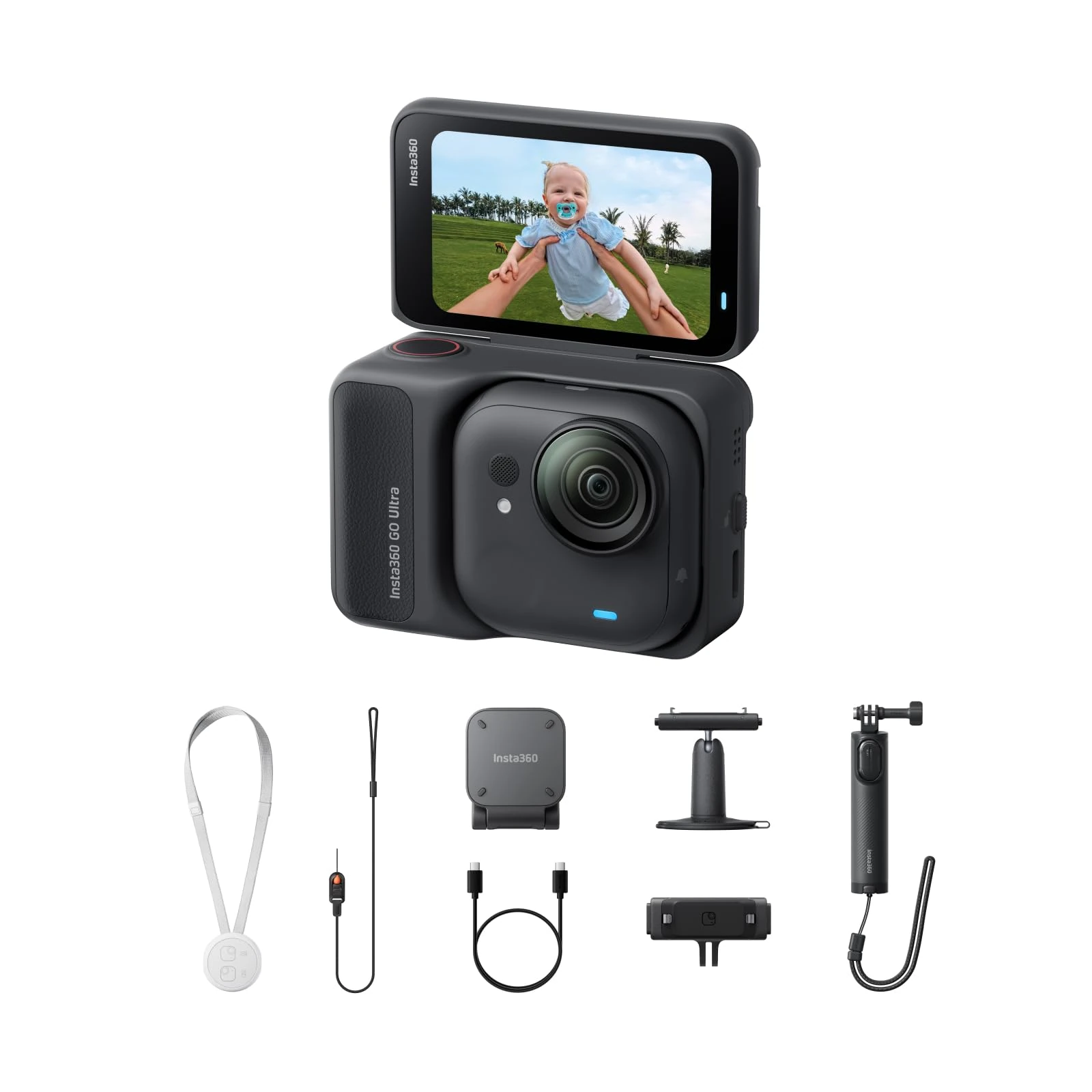 Insta360 GO Ultra Creator Bundle Midnight Black - Tiny 4K Cam, Lightweight & Portable, Low Light Excellence, Mount Anywhere, FlowState Stabilization, 200 Min Battery Life