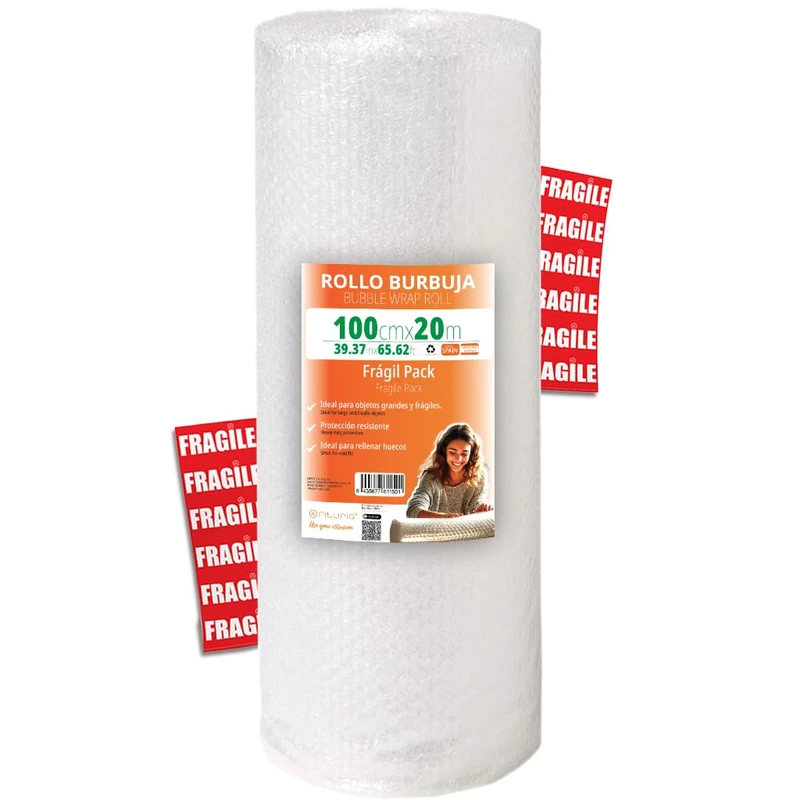 OFITURIA 100cm Bubble Wrap Roll - Fragile Pack with Flexible Bubble Film - Ideal for Luxury Packaging, Moving, Shipping Protection