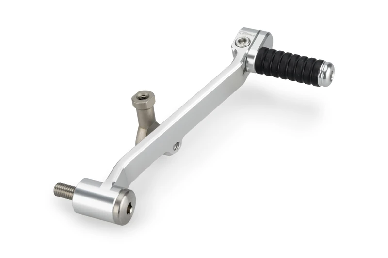 Puig 22123P Gear Lever, made of CNC-machined aluminum with radially adjustable tip for enhanced ergonomics, Silver