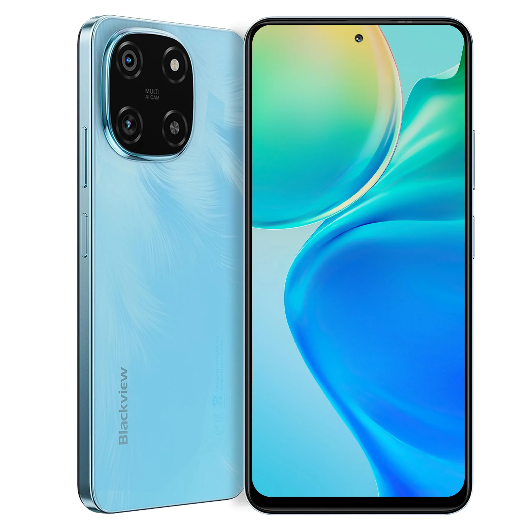 Blackview Color 6 Unlocked Mobile Phones, (2025) Newest, 24GB+256GB/2TB, 50MP+13MP AI Camera, 5000mAh/18W, Dual SIM Smartphone, 4G Android 15 Smart Phone, 5G WiFi/OTG/GPS, Fingerprint/Face ID, Blue