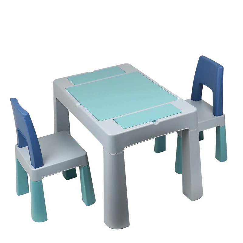 Thermobaby - MULTIPLAY Multifunctional Activity Table - 2 Chairs - Double-Sided Tray - Children's Game Table - Children's Desk with Chairs and Storage - Indoor/Outdoor Multifunction Table