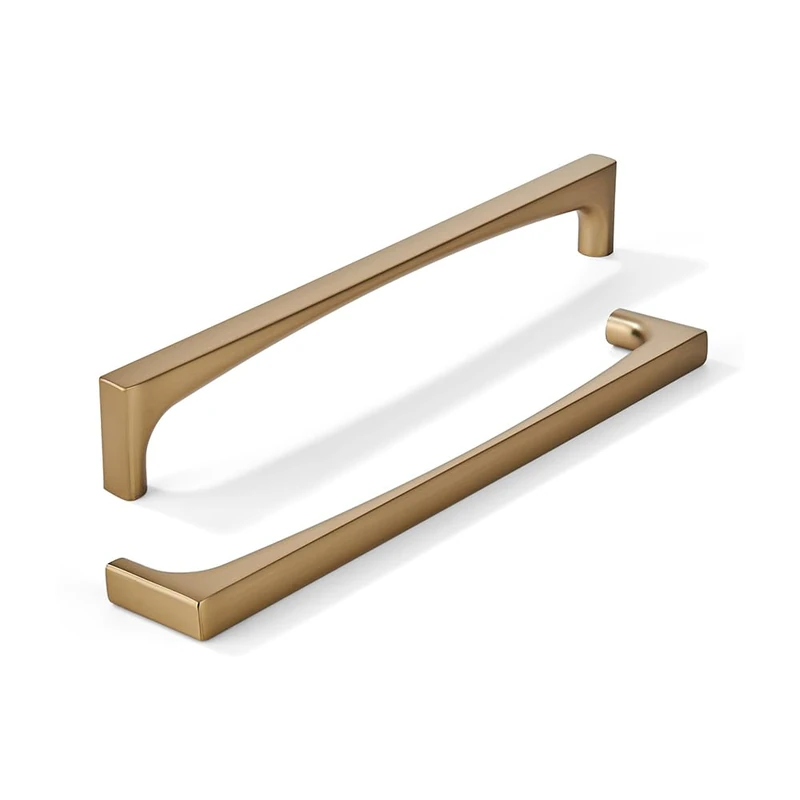 khtumeware 10 Pack Solid Handles 8-Inch(203mm) Brushed Brass Cabinet Pulls,Heavy Duty Satin Brass Handles for Kitchen Cabinets, Cupboards, Drawers and Bathroom Hardware