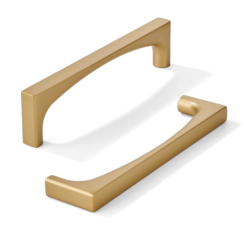 khtumeware 10 Pack Solid Handles 6-Inch(152mm) Brushed Gold Cabinet pulls,Satin Gold Kitchen Cabinet Handles, Kitchen Cabinet Hardware for Cupboard Drawer Pulls