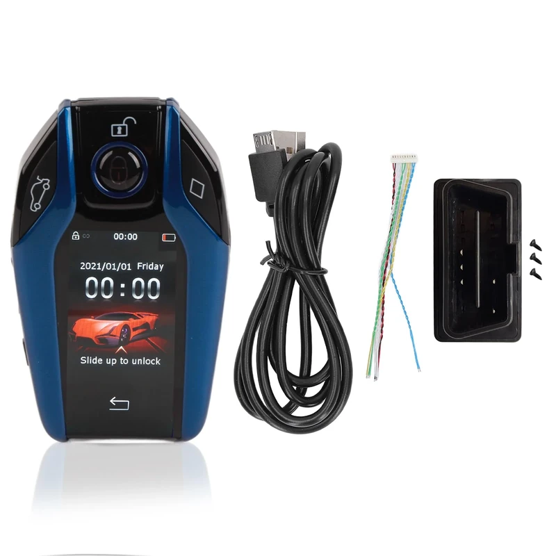 Intelligent Remote Control Car Key Keyless Entry Remote Control TK800 LCD Touch Sn One Start All Adaptable Touch Screen Display Car (Blue)